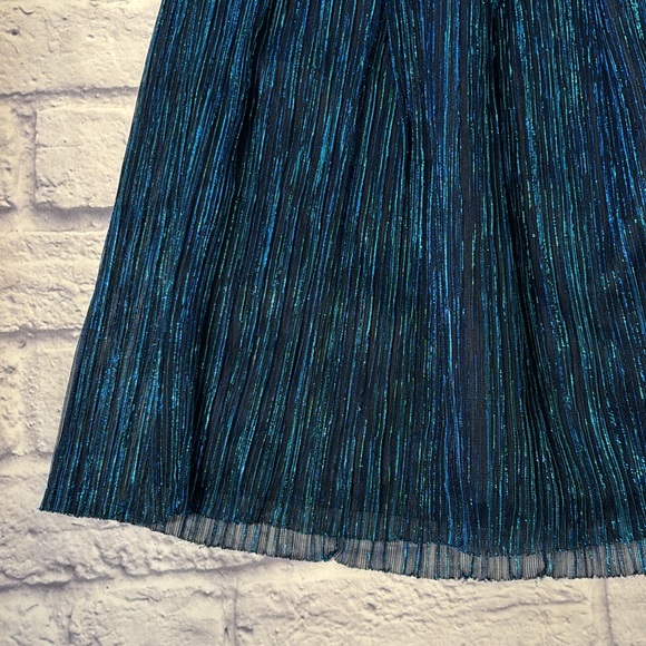 Metallic Blue Shimmer Midi Party Skirt Pull On Style - Girls Size XL 14-16 - Picture 6 of 12